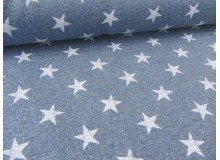 French Terry - jeansblau meliert Sterne